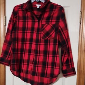 Time and Tru Red and Black Plaid Shirt